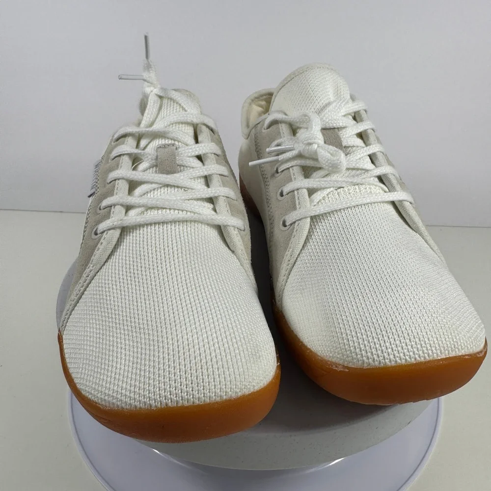WHITIN Men's Minimalist Barefoot Shoes White Gum Sole Lace Up Casual 9